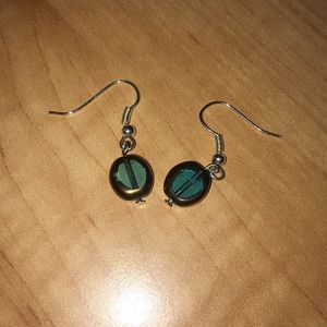 Small blue and gold tinted earrings